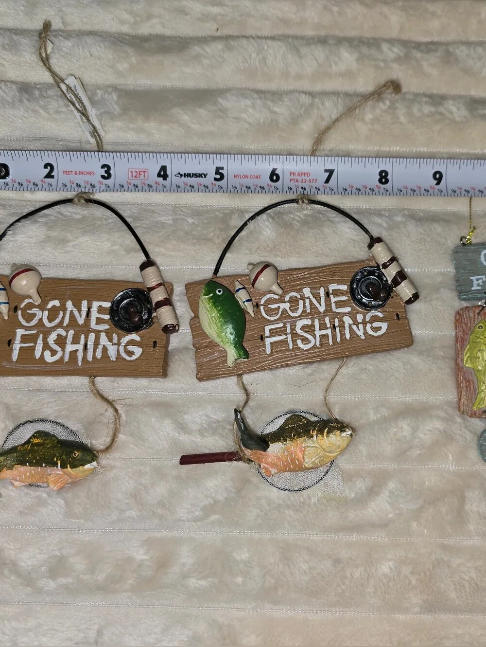 set of 3  gone fishing Christmas ornaments